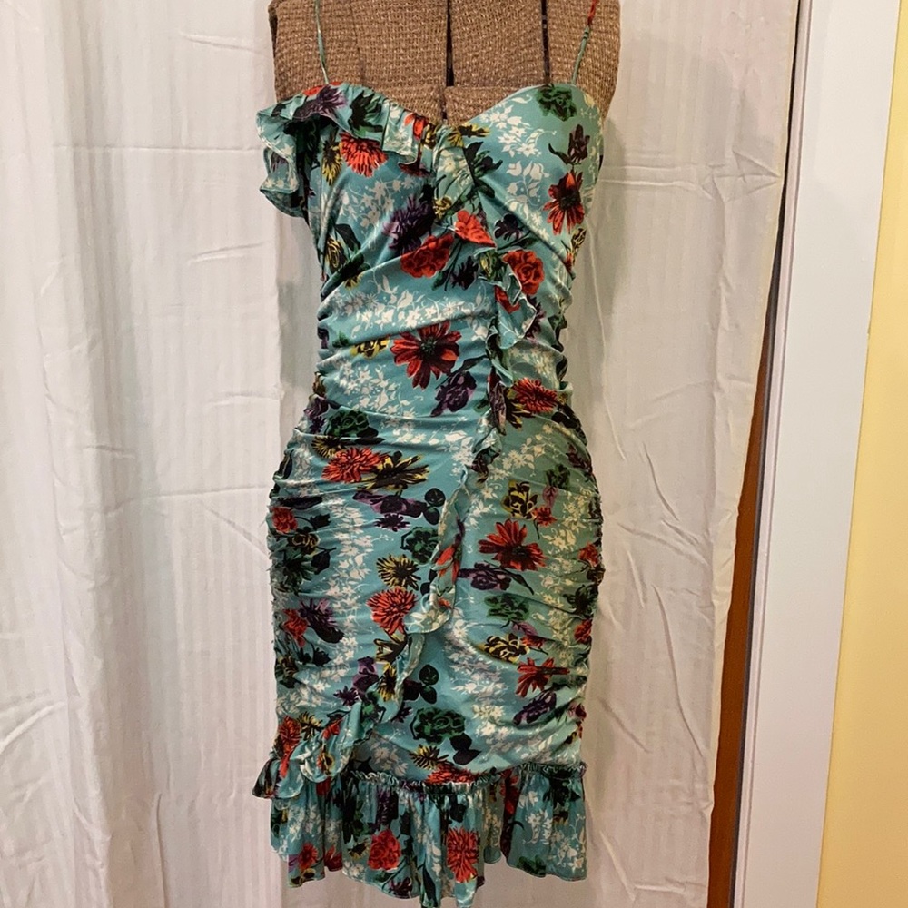 Betsey Johnson Ruffled & Ruched Floral Dress